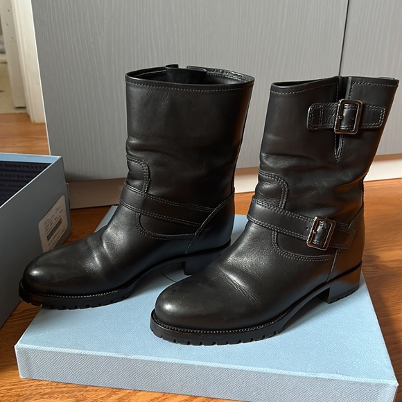 Prada buckle leather boots calzature Donna - Picture 3 of 8